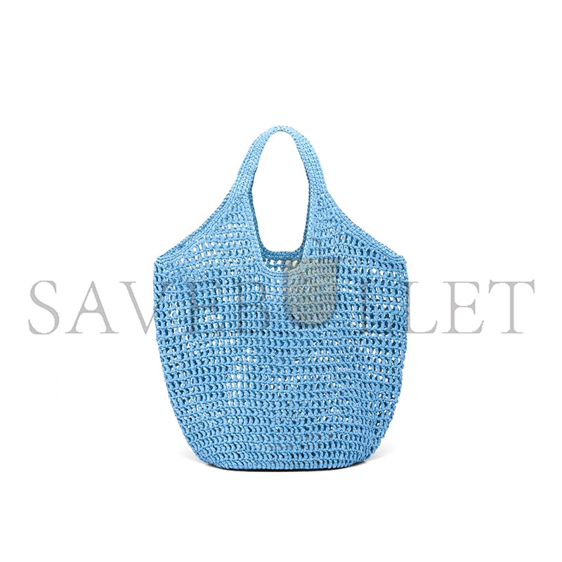Pra*a triangle logo bucket tote raffia blue 1bg424 (53*40cm)